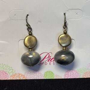 Premier Designs Gold and Gray Earrings 1.5 inch